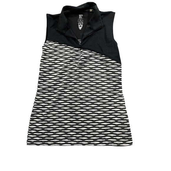 EP Pro Black White Small 1/4 Zip Polo Sleeveless Polyester Tennis Golf *READ* - Picture 1 of 6